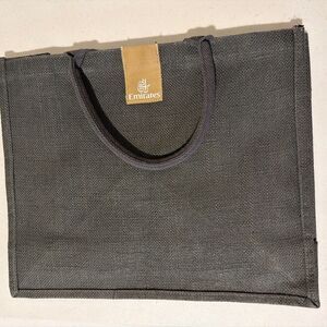 Emirates Airlines First Class Travel Jute Tote Bags, Gray w/Rope Handles
